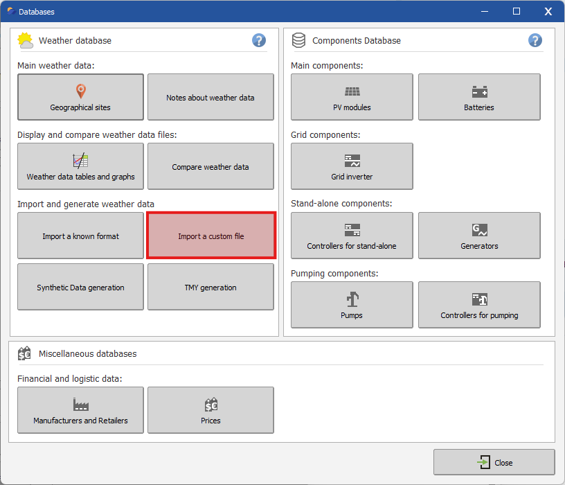 Launch Weather data import assistant