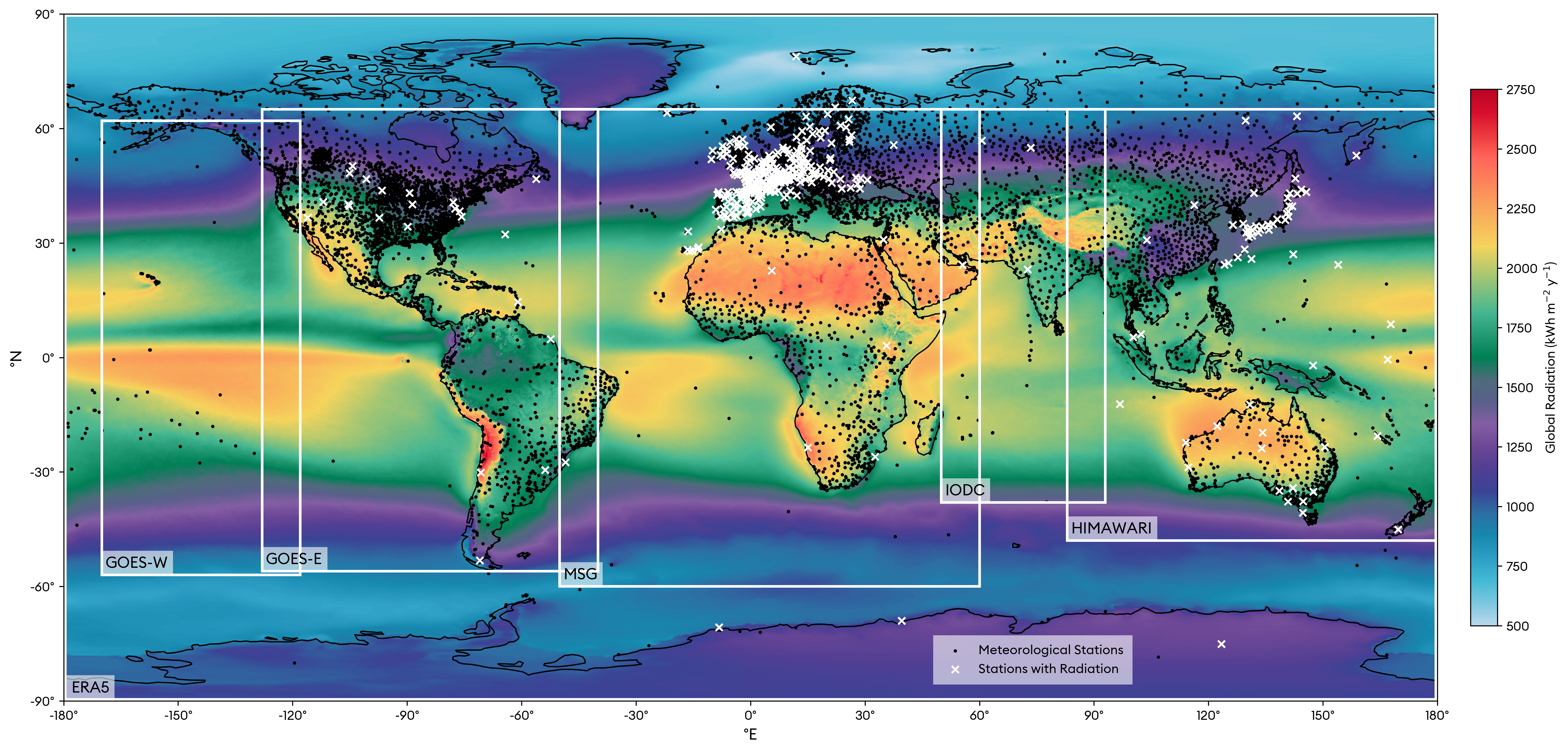 Meteonorm 9 map of weather stations